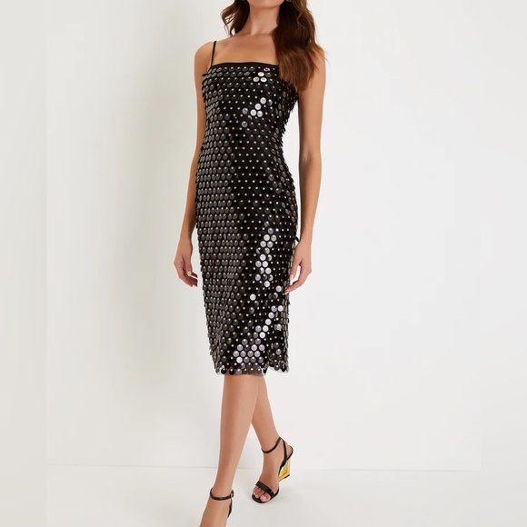 Shining Occasion Black and Gold Paillette Sequin Midi Dress
Lulus - Picture 3 of 3